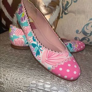 Lilly Pulitzer Silk Multi Colored Ballet Flats 8